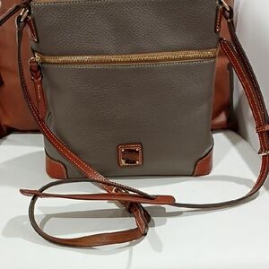 Dooney & Bourke Leather Grey and Brown With Red Interior *EUC*